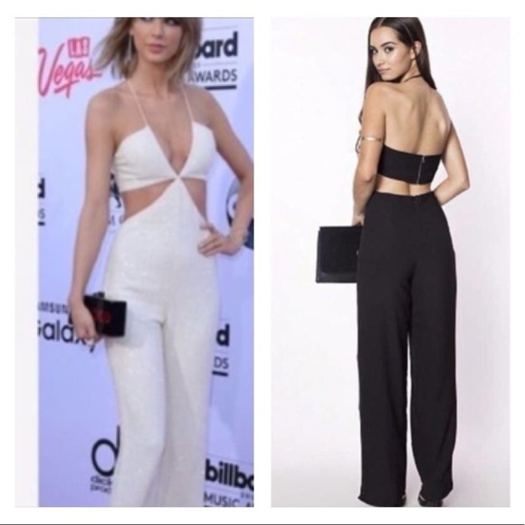 NEW L’Atiste by Amy Burgundy Wide Leg Jumpsuit Cutouts Halter Fully Lined Size S - Picture 3 of 16